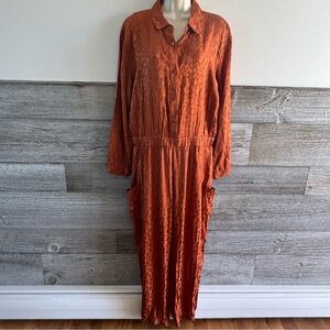 On 34th Large Jumpsuit Rust Toasted Ginger Long Sleeve Button Front NWT (J1)
